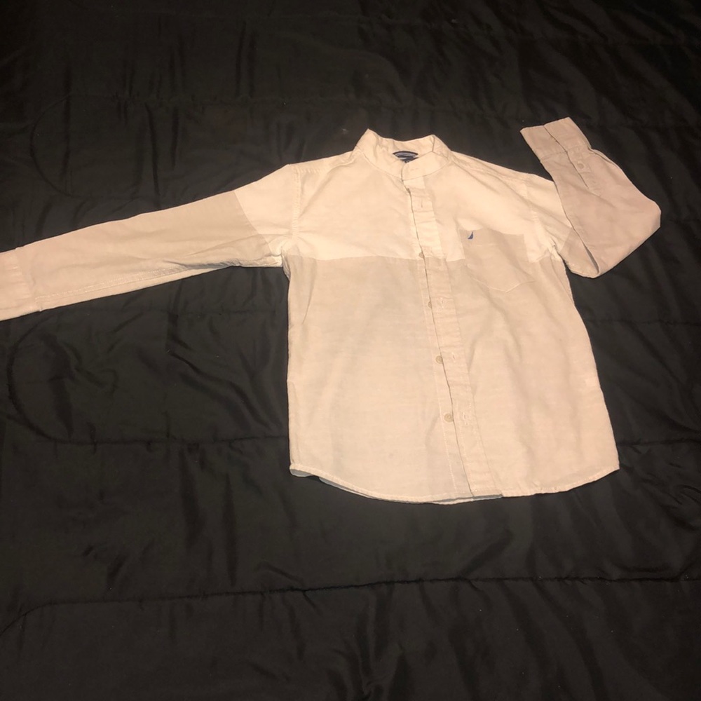 Nautica collarless button down shirt